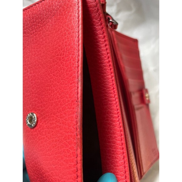 Gucci Wallet Bifold Long Leather Women’s One Size Red Authentic Designer Vintage - Picture 10 of 16